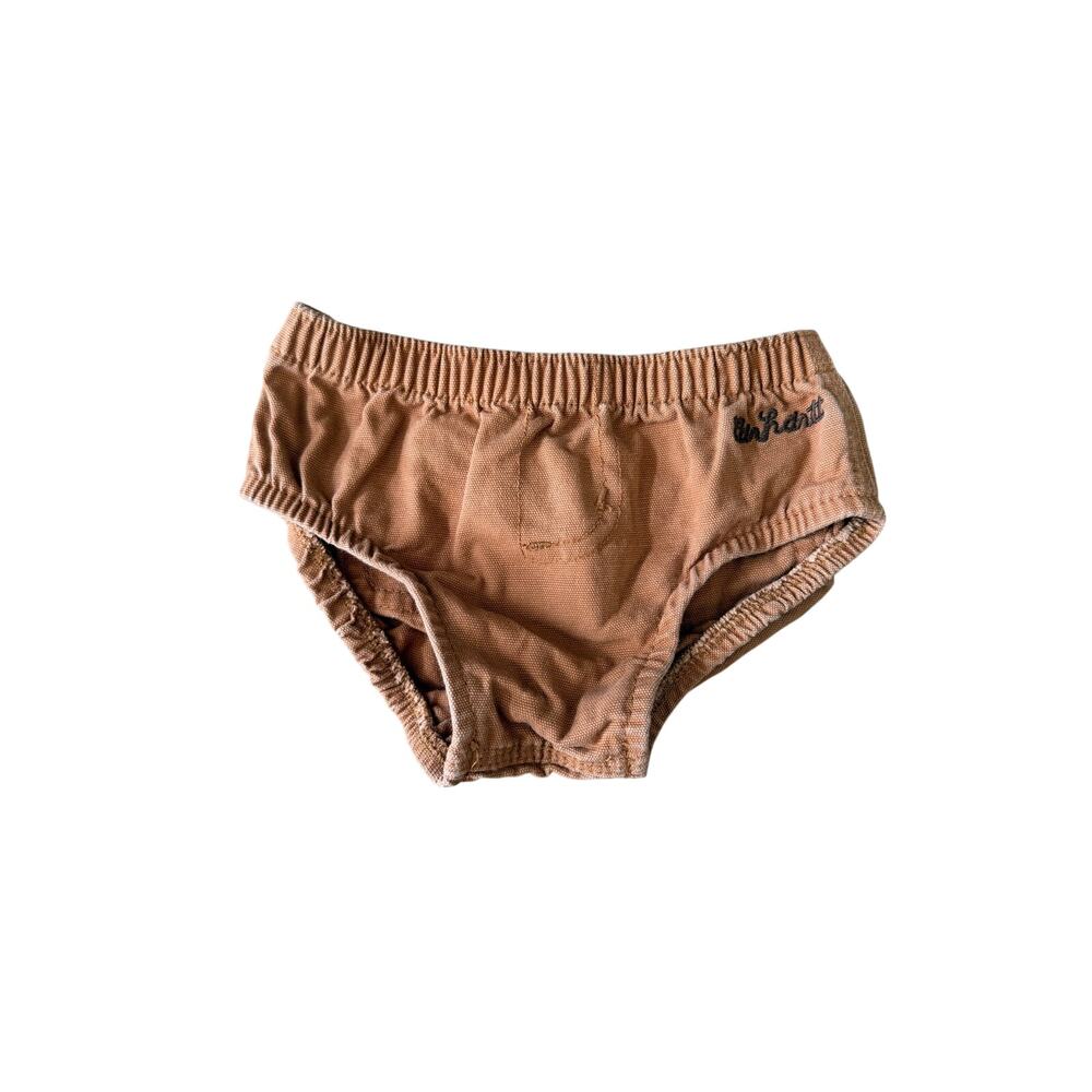Carhartt Baby Canvas Diaper Cover - 6 Months - Brown - Picture 2 of 5